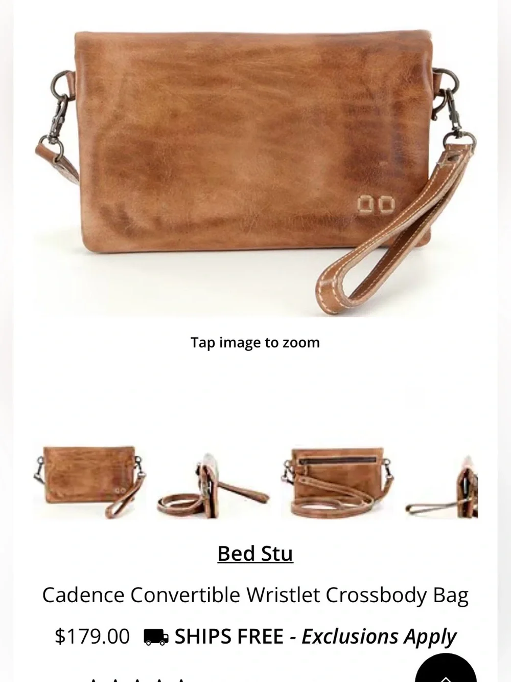 Bed Stu Distressed Tan Leather Wristlet Clutch